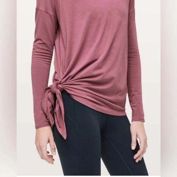 Lululemon To The Point Long Sleeve Loose Fit Misty Merlot Tee-Shirt - Picture 3 of 14
